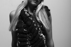 Joy_Lewis_Kevin_And_Kay_Photoshoot_Blonde_Girl_Half_Body_Shot_Scarf_And_Hat_Black_And_White
