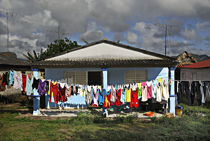 house with laundry out front in cuba