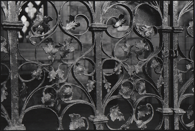 elaborate iron gate at 19th century church Philadelphia