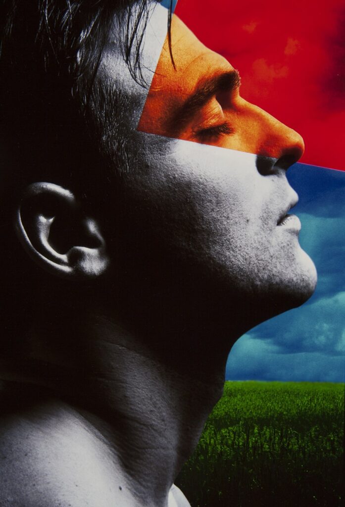 colorful photo illustration of a young man meditating for an article on sentient beings